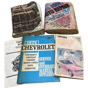 lot of 6 paperback books petersen's powertrain carter chevrolet chilton's READ